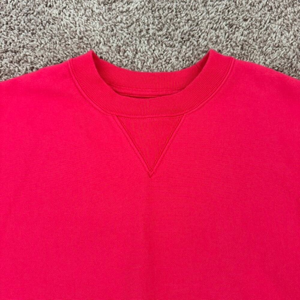 GAP Crew Neck Fleece Sweatshirt V-Notch Neck Detail Muted Watermelon Red Large - Picture 3 of 8